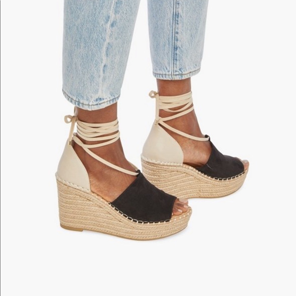 Just Fab black wedges. Style Zahla.